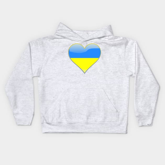 Ukrainian flag inside a heart Kids Hoodie by tashashimaa